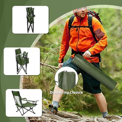 HaSteeL Low Beach Chairs, 2Pcs Folding Camping Lawn Chairs - Green