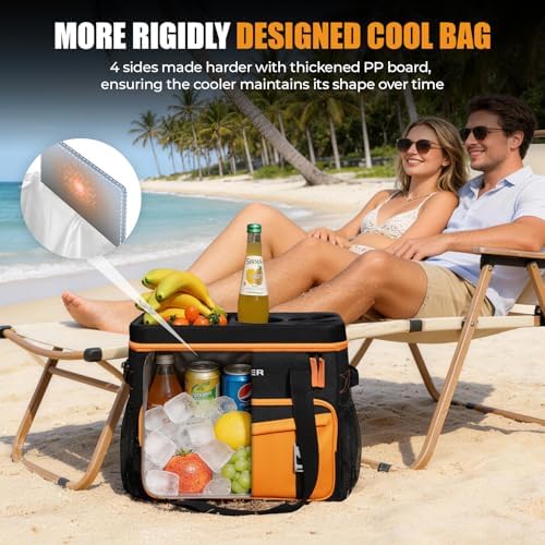INSMEER Collapsible Cooler with Hard Shell & 4 Cup Holders - 55 Cans