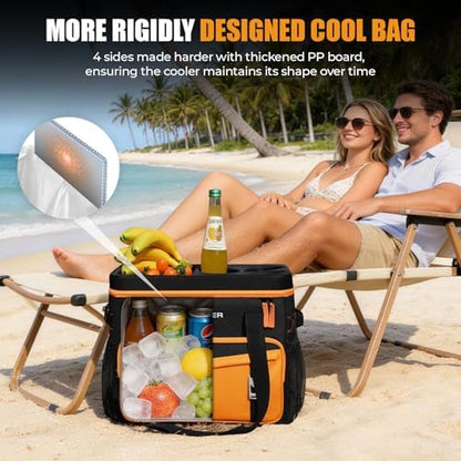 INSMEER Collapsible Cooler with Hard Shell & 4 Cup Holders - 55 Cans