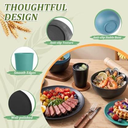 PYRMONT Wheat Straw Plates and Bowls Sets Dishware Sets(40pcs,Nightscape)