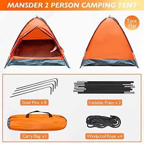 2 Person Camping Dome Tent,Waterproof Lightweight Portable Tents for Outdoor Camping Hiking Travel