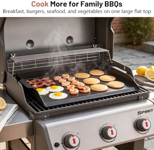 Upgraded 23"x16" Ceramic Coated Cast Iron Griddle, 2.56" High Sidewalls, Heavy-Duty Natural Nonstick Flat Top with Food-Safe Ceramic Finish, Dual Handles, Universal for Gas/Charcoal Grill & Stove Top