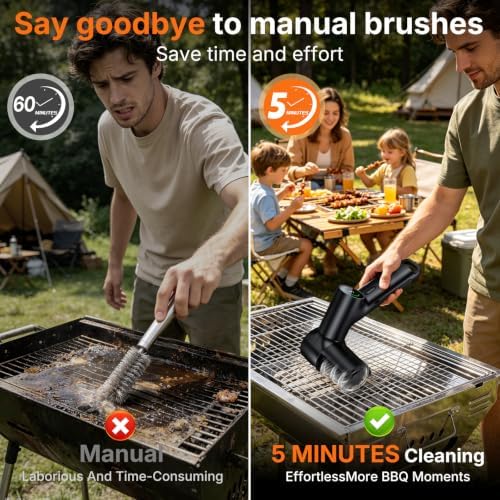 Electric Grill Brush for Outdoor, Portable BBQ Grill Cleaner