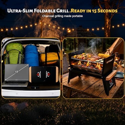 Nomad Portable Charcoal Grill, Ultra-Slim Folding Camping BBQ