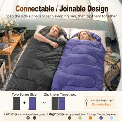 FARLAND Sleeping Bag for Adults, Teens and Kids - 3 Season Camping Gear