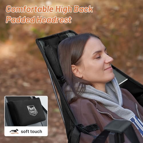 Timber Ridge Hammock Camping Chair with Adjustable Backrest, Heavy Duty Folding Hammock Chair Supports 300lbs, Portable Hammock Chair for Camping, Travelling and Patio, Black 2 Pack