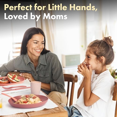 FOODLE Wheat Straw Dinnerware Set - Non-Toxic Kids Plates and Bowls Sets