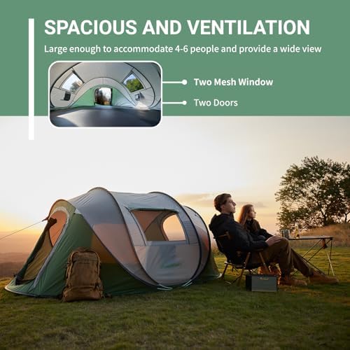 EchoSmile Instant Pop Up Camping Tent, 2/4/6 Person Easy Setup Tent