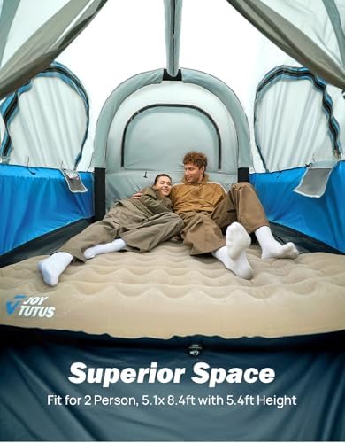 JOYTUTUS Inflatable Truck Bed Tent 5.5-6.5FT with Awning, Includes Air Pump for Quick 30S Setup, Dual-use Pickup or Camping Tent for 2 Person, Truck Tent with Waterproof Roof Shade and 3 Windows