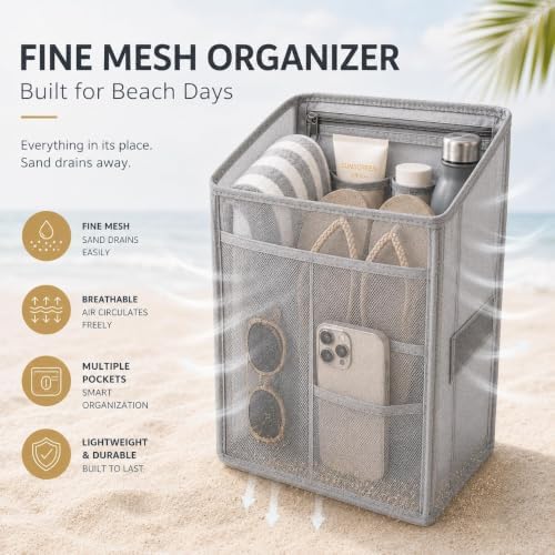 2-in-1 Cooler Organizer Insert for X Large Bogg Bag Accessories, Portable Leak-Proof Ice Chest, Lightweight Mesh Divider Inserts Pouch with 4 Fastener for XL Bog Beach Rubber Tote