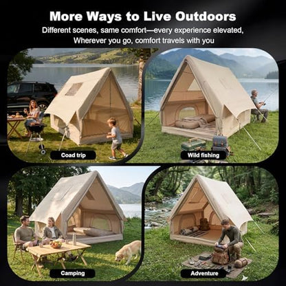 Qeroo® Luxury Inflatable Camping Tent for 1-2 Person, 600D Oxford Air Tent with Pump, 5 Min Setup, Waterproof & Windproof, All-Season Portable Glamping Tent,Durable Shelter,Lightweight & Easy to Carry