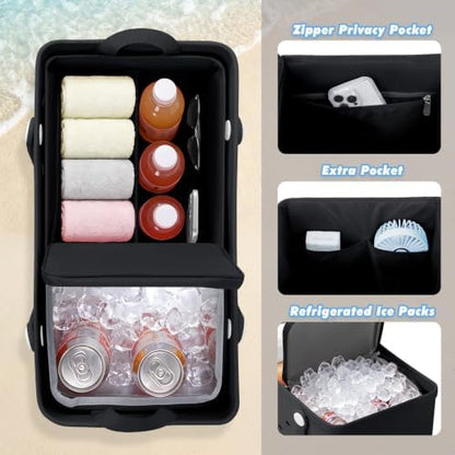 Cooler Organizer Insert Compatible with Bogg Bag XL, Leak-Proof Ice Chest Beach Bag with Removable Divider, Zippered Pouch, Portable Travel Organizer for Beach, Picnic, Camping, Pool