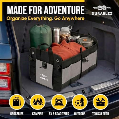 Car Trunk Organizer for SUV, Truck, Sedan, Minivan, and Van, Gray