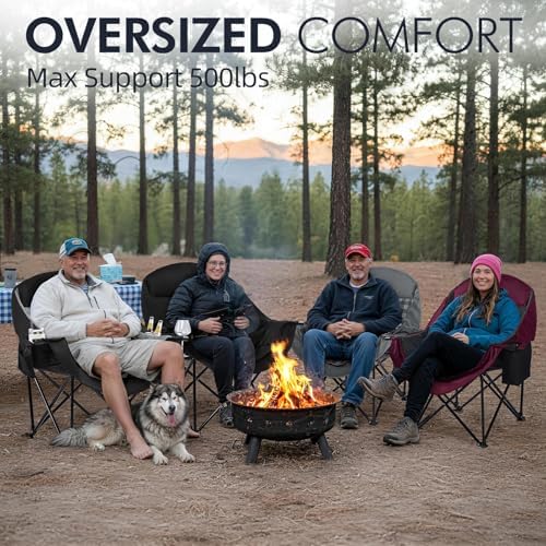 Oversized Camping Chair for Adults 2 Pack - Heavy Duty Outdoor Padded Chair