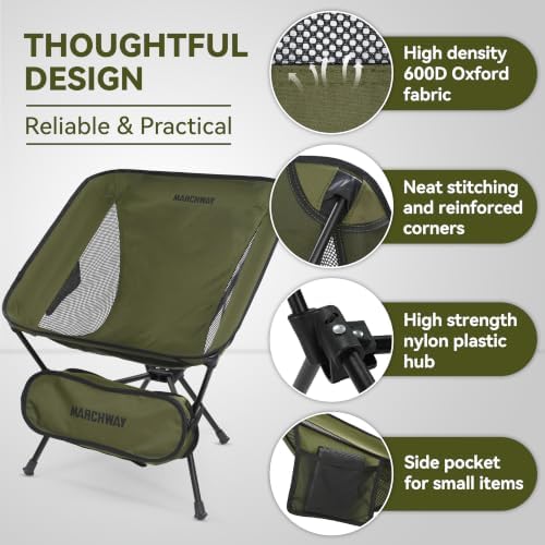 MARCHWAY Lightweight Folding Camping Chair, Portable, Compact and Sturdy
