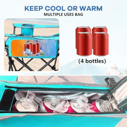 2-Pack Reclining Camping Chair 4 Position with Foot Rest Comfortable for Adults 265Ibs Folding Lounger Mesh Beach Chair with Cooler Bag and Cup Holder for Outdoor Patio