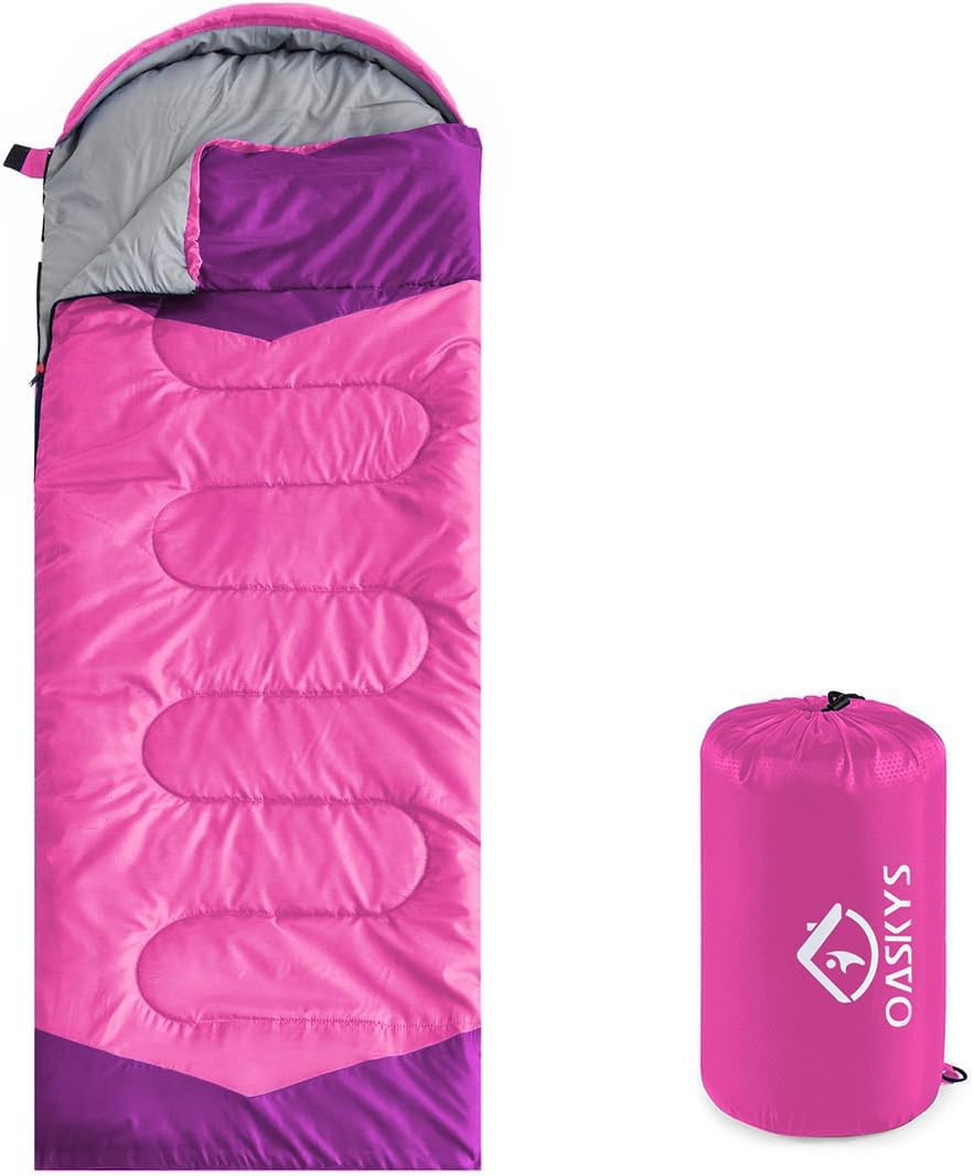oaskys Camping Sleeping Bag - 3 Season Warm & Cool Weather - Summer Spring Fall Lightweight Waterproof for Adults Kids - Camping Gear Equipment, Traveling, and Outdoors