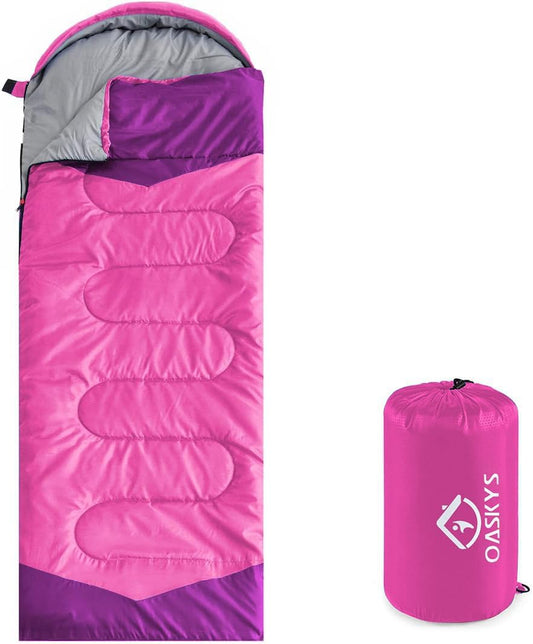 oaskys Camping Sleeping Bag - 3 Season Warm & Cool Weather - Summer Spring Fall Lightweight Waterproof for Adults Kids - Camping Gear Equipment, Traveling, and Outdoors
