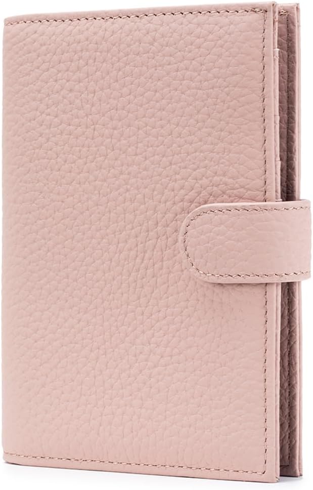 Leather RFID Slim Passport Holder for Travel Women – Passport Wallet for Men with Passport Cover & 3 Card Slots, Zippered Coin Pocket, Cash Holder – Travel Organizer Gift Box (Pink)