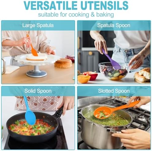 TeamFar Silicone Cooking Utensil Set of 7, Kitchen Cooking Utensil Set