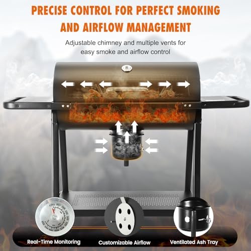 Realcook BBQ Barrel Charcoal Grill: Spacious Premium Outdoor Barbecue Grill
