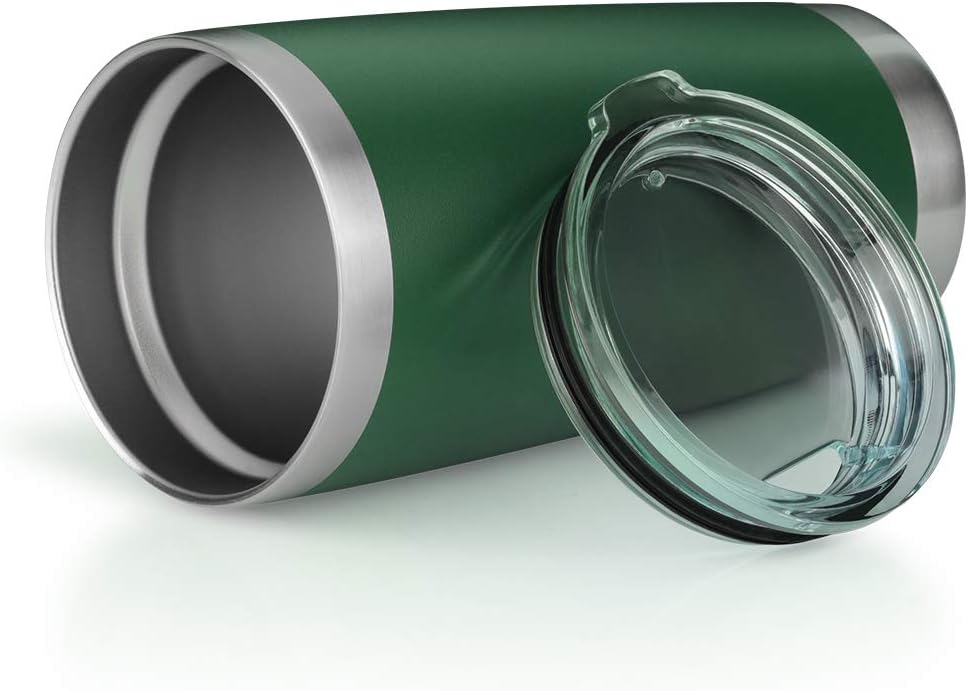 20oz Tumbler Bulk Stainless Steel Vacuum Insulated Tumblers with Lid Double Wall Travel Mug,Powder Coated Coffee Cup, Suitable for Ice Drinks and Hot Beverage (Dark green 12pack)