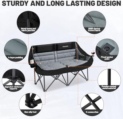 Youtanic Oversized Extra Large Double Padded Camping Chair up to 660lbs