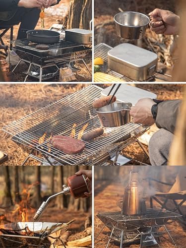 CAMPINGMOON Portable Fire Pit Grill Large 20 Inch Stainless Steel MT-3