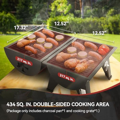 Royal Gourmet CC1619 Portable Charcoal Grill, Convertible Lid-to-Grill Zone