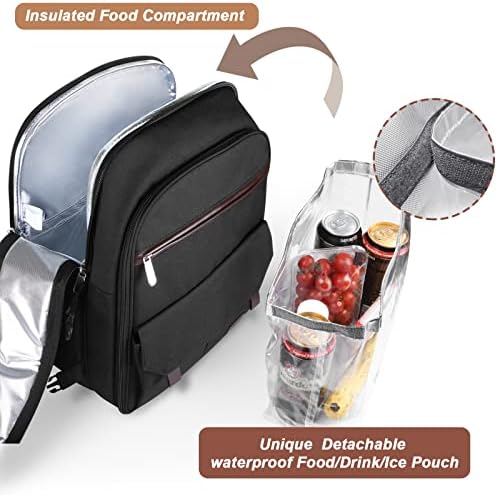 Sunflora Picnic Backpack for 2 Person, Picnic Basket Set (Black)