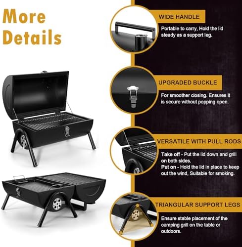Joyfair Portable Charcoal Grill, Small Outdoor Camping Tabletop BBQ Grills