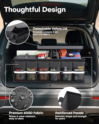 HOTOR Trunk Organizer - Car Organizers for SUV with Removable Cooler Bag