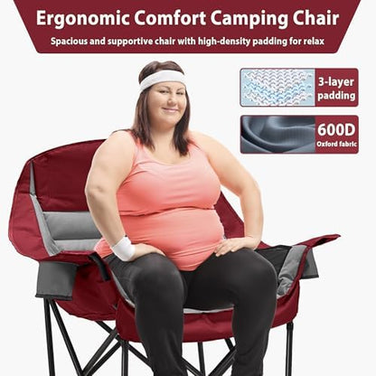 Youtanic Oversized Camping Chair, Portable Folding Camping Chairs