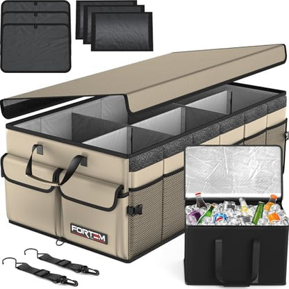 FORTEM Trunk Organizer - Foldable Car Organizer with Cooler for SUV, Trucks