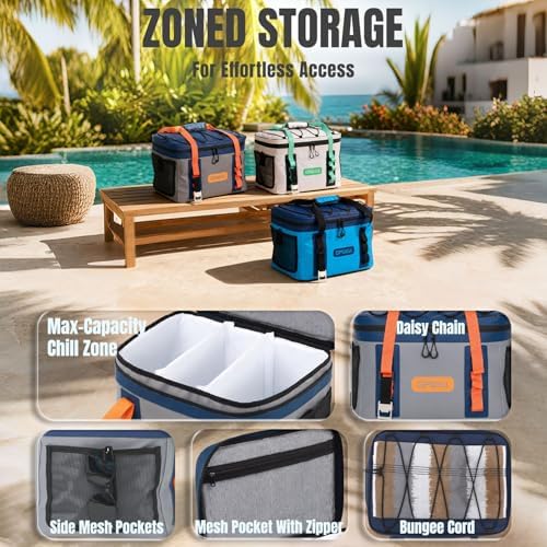 UPWELL Paddle Board Accessories, Waterproof SUP Cooler Bag with TPU Zipper, PVC Dry Bag, 42 Cans Surf Kayak Cooler