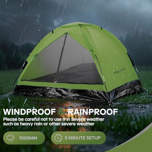 Wingedsteed 2 Person Camping Tent Waterproof Portable Dome Tent for Hiking Backpacking, Easy Setup with Rainfly and Carry Bag