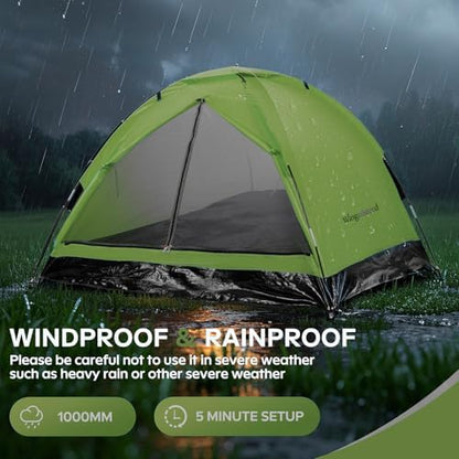 Wingedsteed 2 Person Camping Tent Waterproof Portable Dome Tent for Hiking Backpacking, Easy Setup with Rainfly and Carry Bag