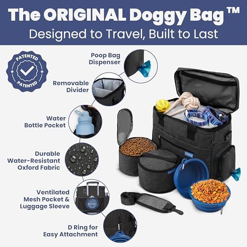 Rubyloo Original Doggy Bag™ Dog Travel Bag for Supplies with Travel Bowls