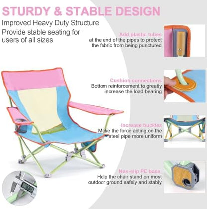 Joyfair Beach Camping Chair (2 Pack), Folding Chair for Adults (Dopamine)