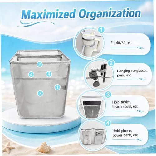 Cooler Organizer Insert, 2-in-1Leakproof Beach Bag Organizer, Portable Dry-Wet Separate Tote Insert, Gray