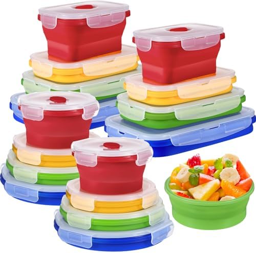 Yaomiao 16 Pack Collapsible Food Storage Container with Lid,Bright Colors