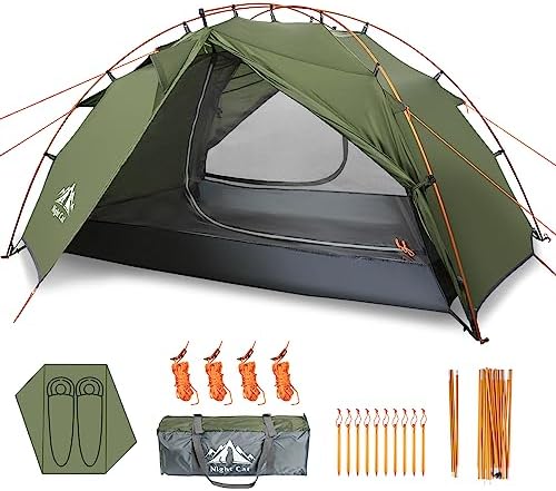 Night Cat Backpacking Tents 2 Persons Fast Setup Hiking Camp Tent with Foldable Pole Double Layers Two Doors Waterproof Lightweight Compact 7x4.4ft
