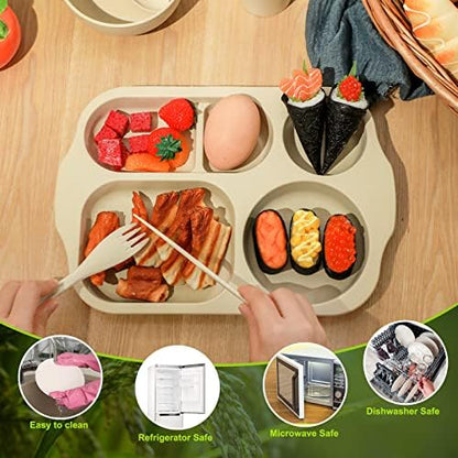 Honoson 24pcs Wheat Straw Dinnerware, Unbreakable, Beige