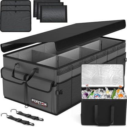 FORTEM Trunk Organizer - Foldable Car Organizer with Cooler for SUV, Trucks