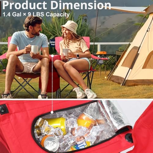 Outvita Folding Double Camping Chair w/Umbrella, Cooler for Beach Patio L