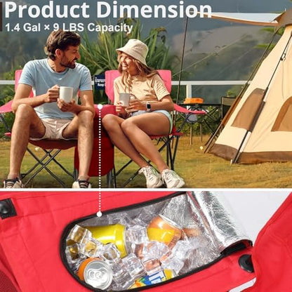 Outvita Folding Double Camping Chair w/Umbrella, Cooler for Beach Patio L