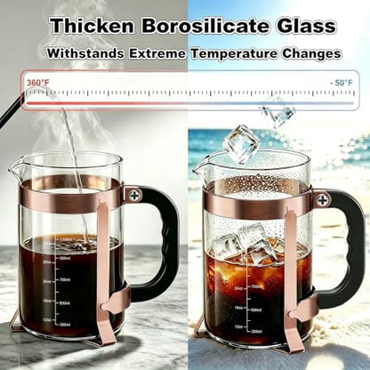 QUQIYSO French Press 51oz,Large French Press Thickened Glass Coffee Press