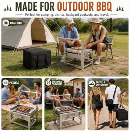 Portable Charcoal Grill, 180° Rotatable Small Charcoal Grill