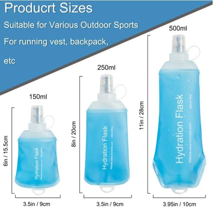 CLINTT 150ml Soft Flask, Foldable Running Water Bottle, TPU Folding Soft Water Flask, BPA-Free Collapsible Flask for Hydration Pack Running Vest, Cycling, Climbing, Hiking - 1Pcs, Blue
