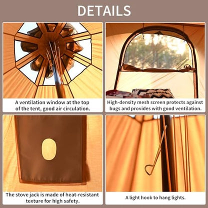 MC TOMOUNT Canvas Bell Tent with Stove Jack, 16.4ft*High9.2ft Glamping Tent